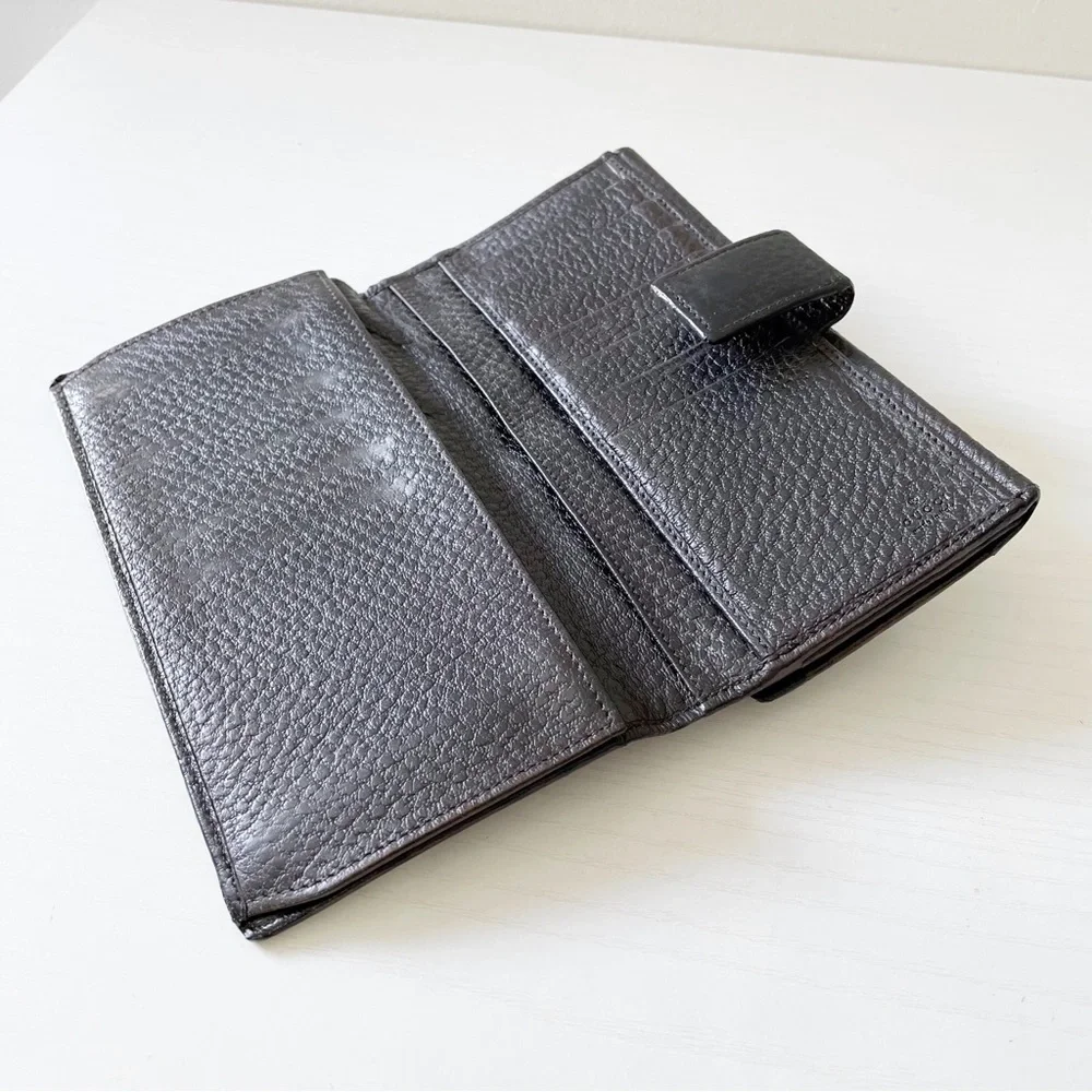 Gucci brown black pebbled leather horsebit long wallet - Picture 8 of 13